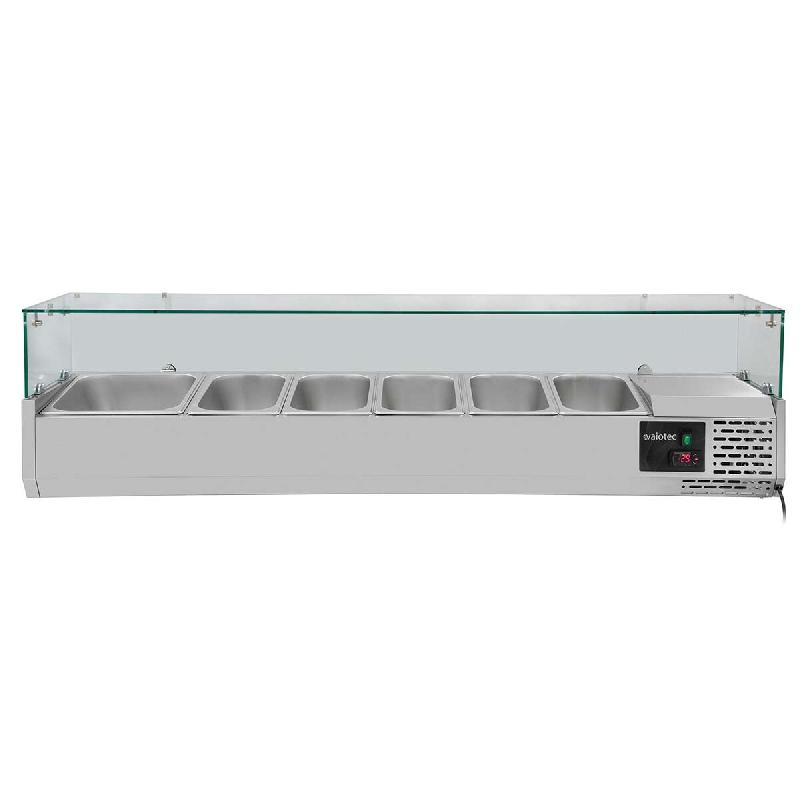 Vaiotec Vitrine réfrigérée EASYLINE avec couvercle en verre 7xGN1/3, 1600 x 395 mm - 11942_0