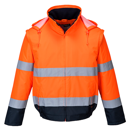 Blouson hv 2-en-1 hv doublé polaire orange marine c464, xxl_0