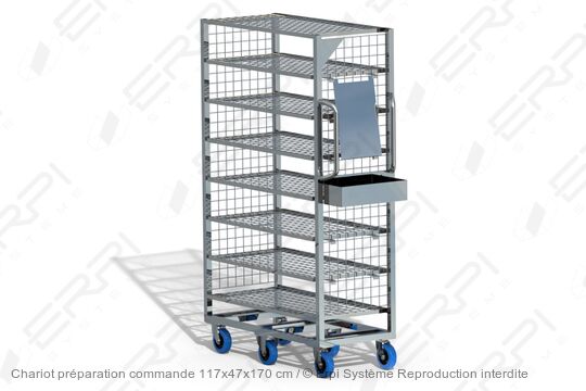 Chariot préparation commande 117x47x170 cm - CPC11747170-01E - modulable, robuste et adapté aux camions de livraison_0