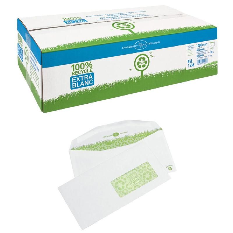 COURONNE BOÎTES DE 1000 ENVELOPPES POUR MISE SOUS PLI AUTOMATIQUE AVEC FENÊTRE - PAPIER VÉLIN - 114 X 229 MM (80 G/M²) - COULEUR BLANC