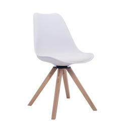 Décoshop26 - Chaise de salle à manger x1 chaise visiteur assise pivotant à 360° en PVC et plastique blanc piètement en bois carré 10_0003471 - b_0