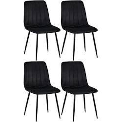 Décoshop26 - Lot de 4 chaises de salle à manger coutures décoratives vertical en tissu noir et métal noir 10_0001863 - noir 3000250713658_0