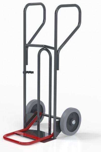 Diable de manutention à poignées fermées - Bavette repliable - Charge 250 kg - Roues en caoutchouc semi-élastique - Marque Rolléco_0