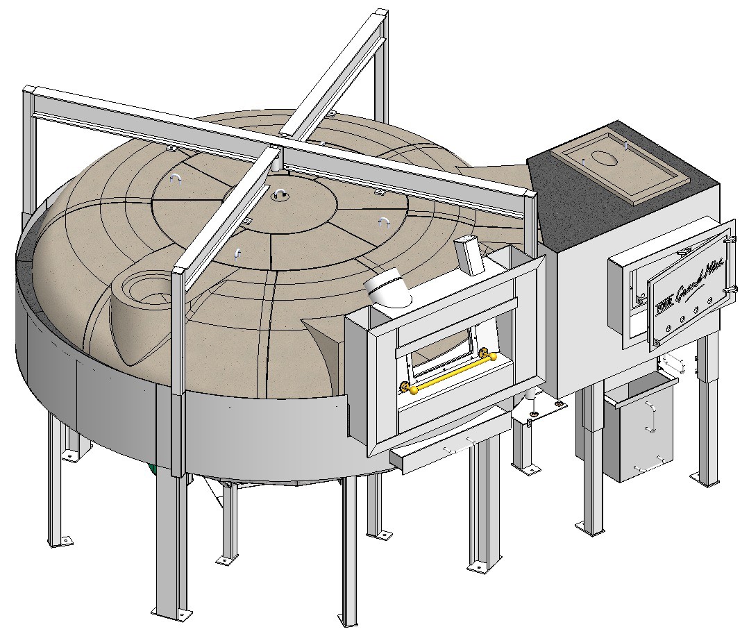 Four à pain rotatif à sole tournante avec foyer latéral, cuit au feu de bois idéal pour la boulangerie - Surface utile: 3,14 m² - FBOULR2000FL_0