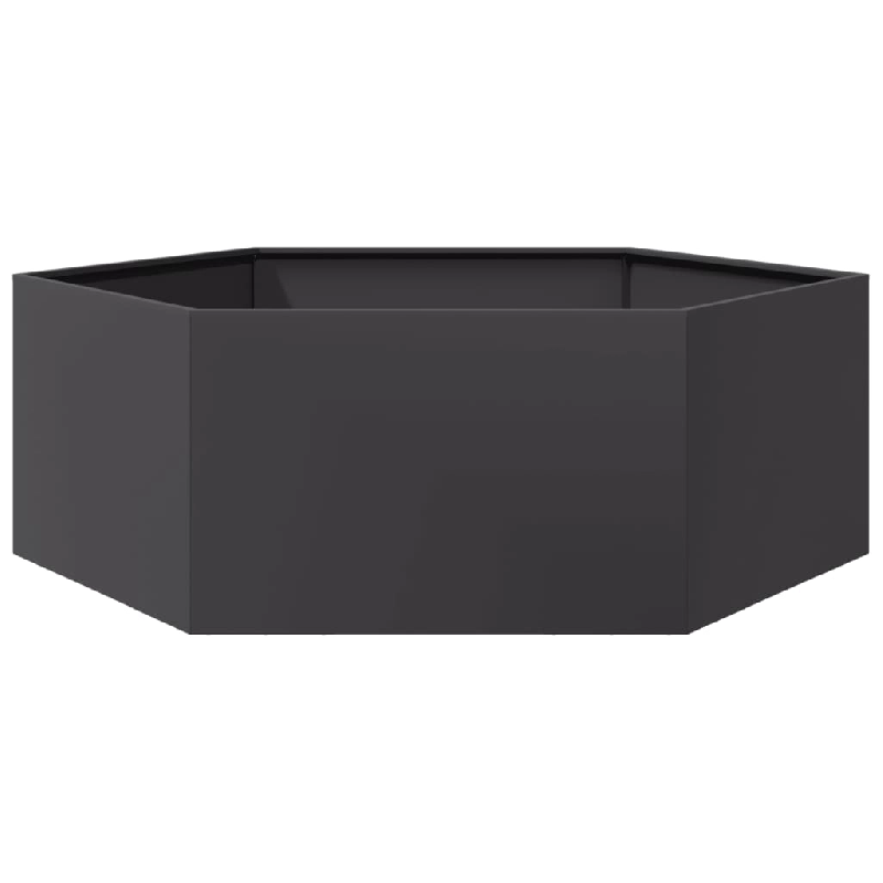 Helloshop26 - Jardinière bac lit surélevé plantes fleurs terrasse jardin hexagone 138 x 120 x 45 cm acier noir 02_0038638 - 3000217877577_0
