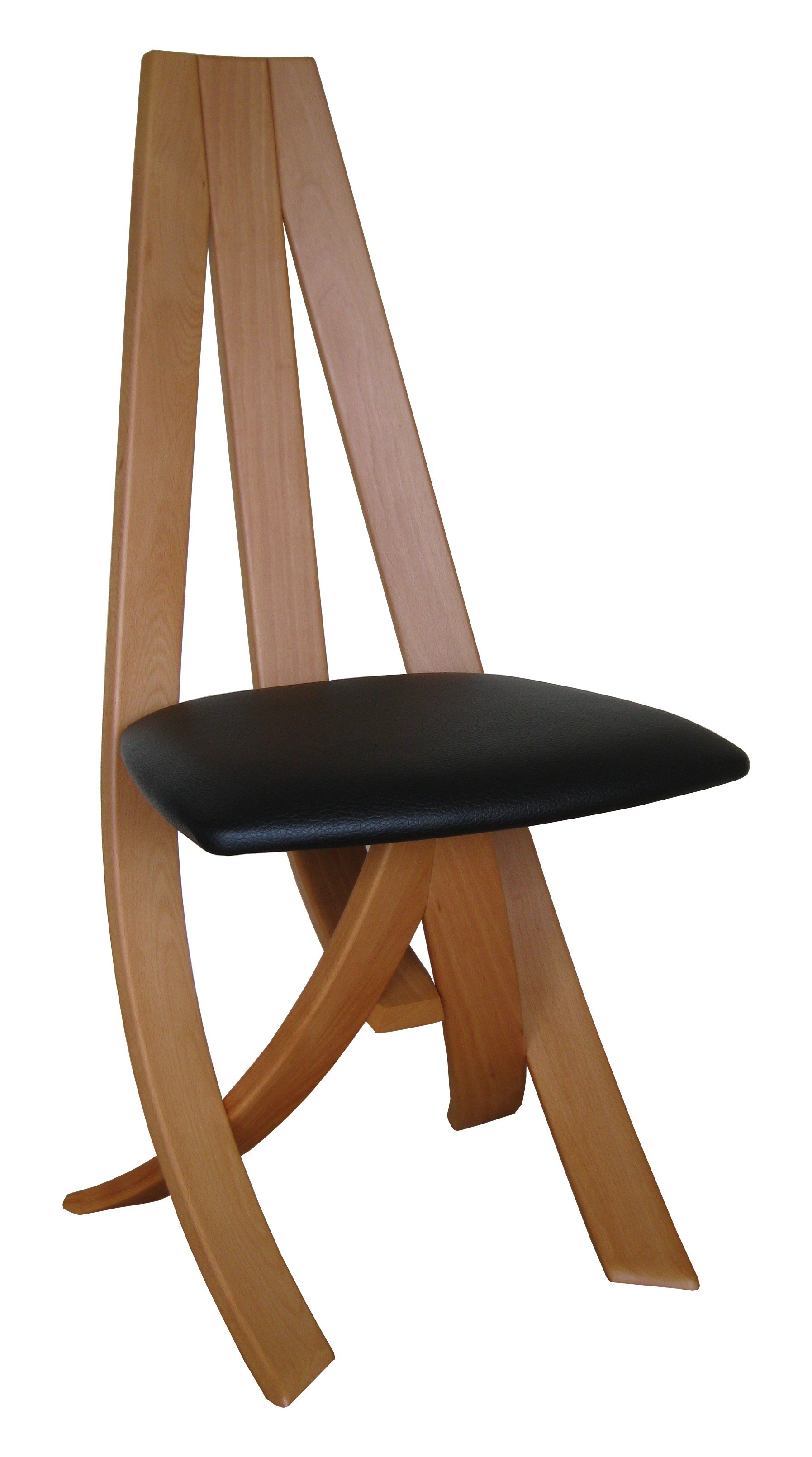 Lot de 2 chaise lucia en hêtre étuvé huilé et simili cuir noir_0