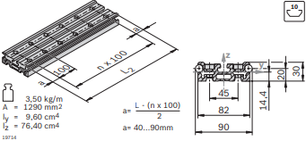 Profilé de guidage LF12S - Aluminium anodisé pour montage sur profilés d'étayage MGE ou surface plane_0