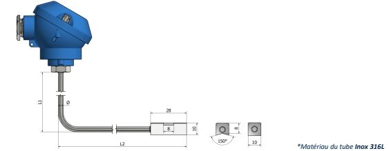 Thermocouple avec tête de raccordement - Bloc de contact en surface - Types K, N, J, T, E, R, S, B - Classe 1 et 2 - Soudure isolée ou à la masse_0