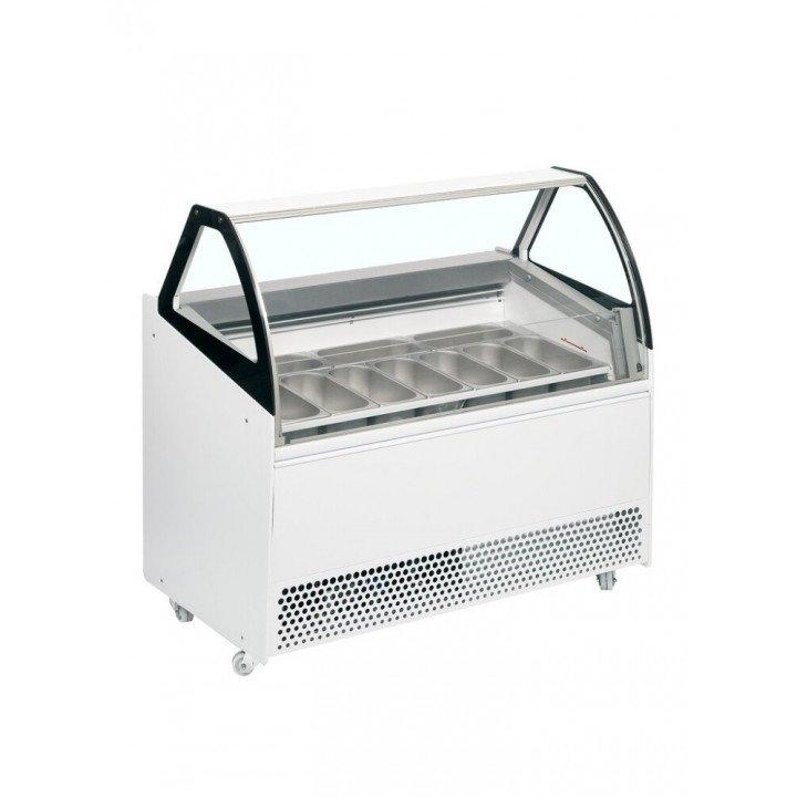 Vitrine ventilée négative à crèmes glacées 255 Litres, 20 bacs NAPOLI, blanche, sur roulettes, 1250 W, 220 V - MONO_0