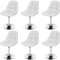 Décoshop26 - 6x chaises de salle à manger en synthétique blanc pied chromé pivotant CDS04625 - blanc 3000414859529_0