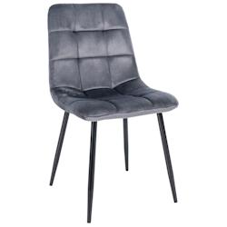 Décoshop26 - Chaise de salle à manger x1 coutures forme carrées en velours gris foncé pieds en métal noir 10_0001963 - gris 3000250769037_0