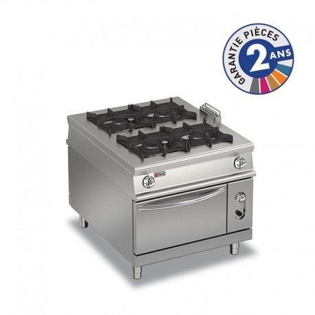 Fourneau gaz 4 feux vifs sur four électrique traversant - Baron - Gamme 1100 - 110pcfge900 - 2 x 5,7kW et 2 x 10kW_0