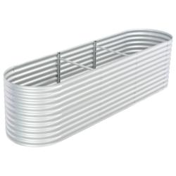 Helloshop26 - Jardinière lit surélevé plantes fleurs jardin 320 x 80 x 81 cm acier galvanisé argenté 02_0001047 - 3000073941535_0