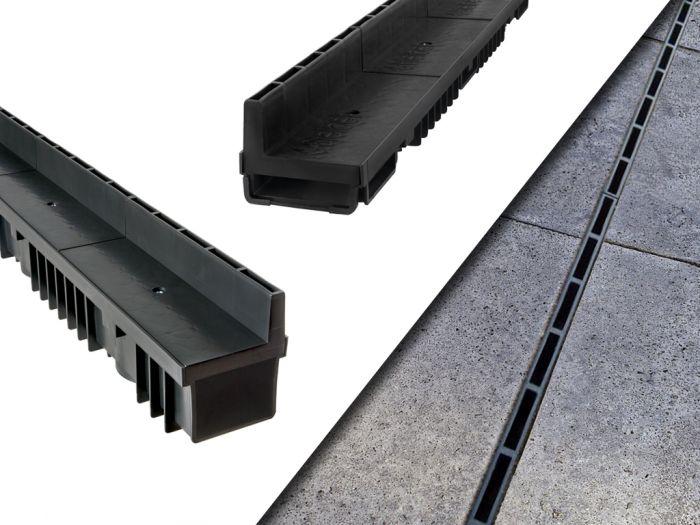 Kit caniveau à fente - Drainage esthétique et discret - Haute qualité en plastique renforcé - Garantie 2 ans_0