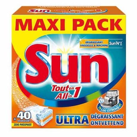 NETTOYANT VAISSELLE SUN TOUT EN 1 ULTRA DÉGRAISSANT 40 TABLETTES