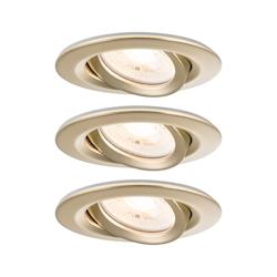 Paulmann Spot encastré LED Nova Plus - Kit de 3 spots ronds IP65 - 93mm 30° GU10 - 3x6W 3x460lm - 230V gradable - 2700K - Doré mat - Réf. 92408_0
