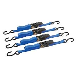 Sangles d'Arrimage à Cliquet 4 m x 25 mm - Lot de 4 - Rupture à 700 kg - Sécurisez Vos Charges - Silverline - noir 5024763041372_0