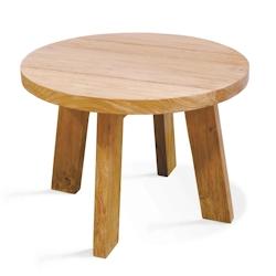 Oviala Business Table basse ronde en teck massif recyclé 50 cm - marron Bois massif 110297_0