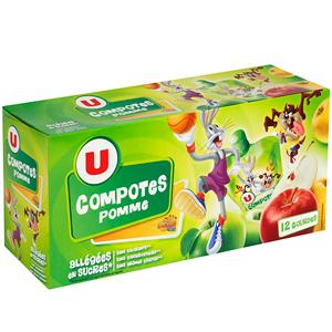 U LOONEY TUNES COMPOTE ALLÉGÉE POMMES LOONEY TUNES GOURDES 12 X 90 G_0