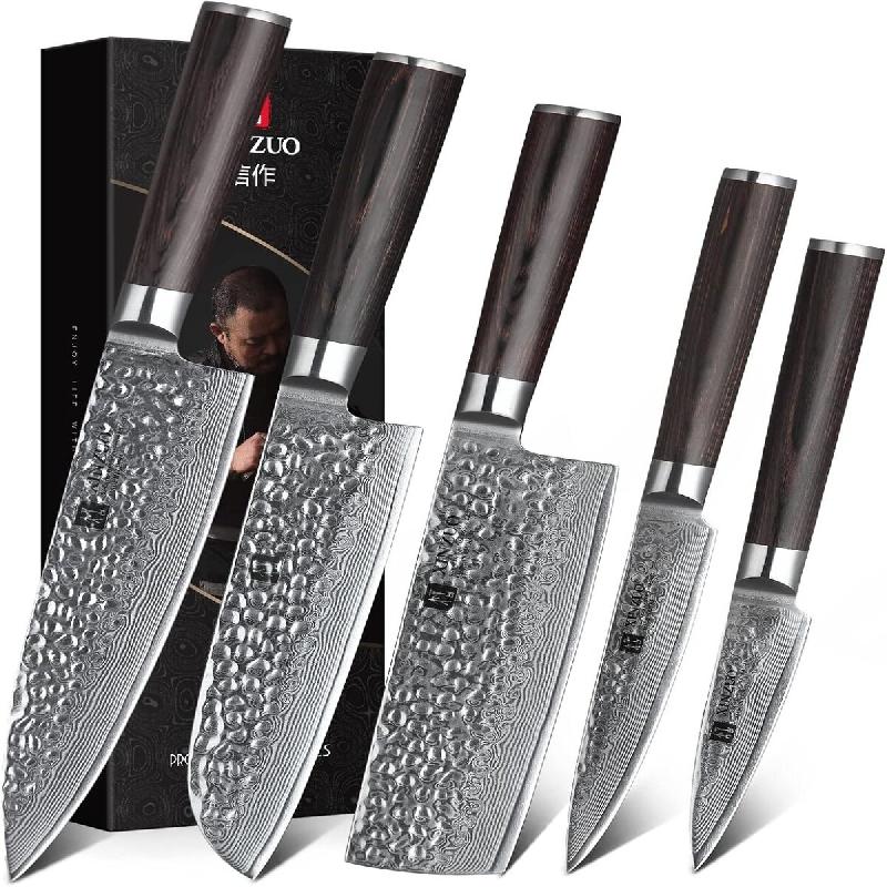 XinZuo - Set de couteaux Damas 5 pièces - Série B1H He - multicolore multi-matériau B1H-A5N_0