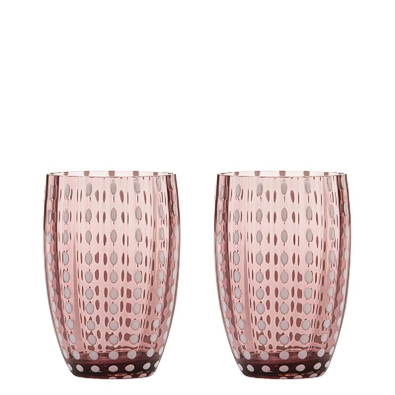 Zafferano Perle Verre Améthyste - Verre Soufflé Bouche Coloré, 32 Cl, Fait Main - Lot De 2 Verresartisan Pour Eau Ou Cocktails - violet 8051827970351_0