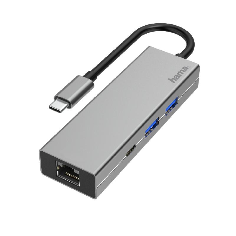 Hama 00200108 - Hub USB 3.2 Gen 1 Type-C avec 4 ports, HDMI 4K, Ethernet Gigabit et alimentation 100W_0