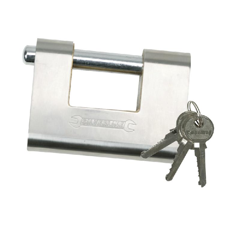 Cadenas blindé monobloc 60 mm Silverline 819718 - Anse rotative anti-sciage en acier trempé_0