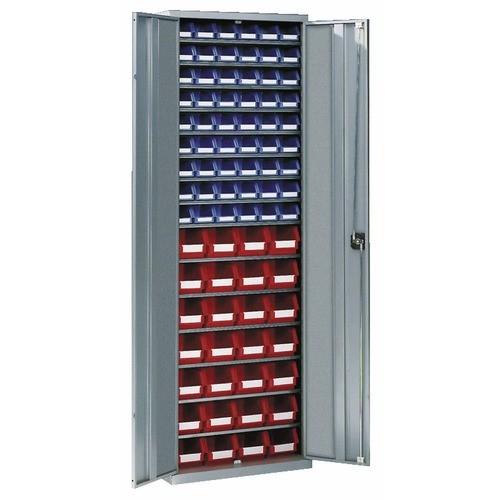 ARMOIRE D'ATELIER MÉTALLIQUE - 15 ÉTAGÈRES - 82 BACS - AVEC PORTE SCHAEFER