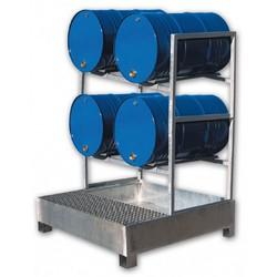 Bac de rétention pour 4 fûts couchés - 220 L - stockage intérieur pour liquides polluants non corrosifs_0