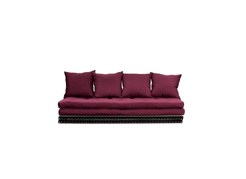 Banquette futon tatami CHICO bordeaux - couchage modulable 140 x 200 cm ou 2 x 70 x 200 cm_0