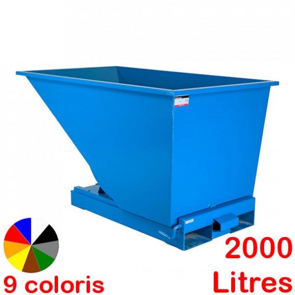 Benne auto-basculante de manutention 2000 litres - Bleu pour papier - Marque Rolléco_0