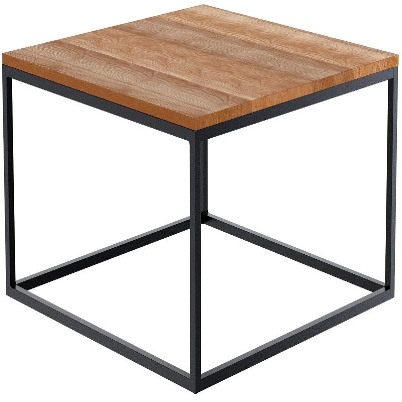 Décoshop26 - Table basse minimaliste au design épuré 80x80x45 cm plateau en chêne massif cadre en métal thermolaqué noir 10_0009158 - noir méta_0