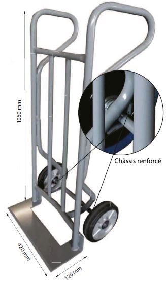 Diable acier transporteur premium 350 kg - HT350/TRA - robuste avec roues aluminium et châssis renforcé_0