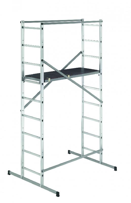 Échafaudage aluminium HobbyStep H4 HAILO - hauteur de travail 4 m - léger, mobile, montage rapide, norme E85-200_0