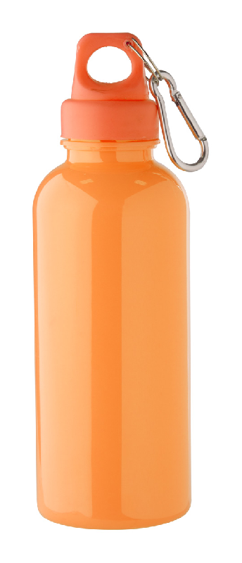 Gourde en plastique avec mousqueton - 600 ml - couleur orange_0