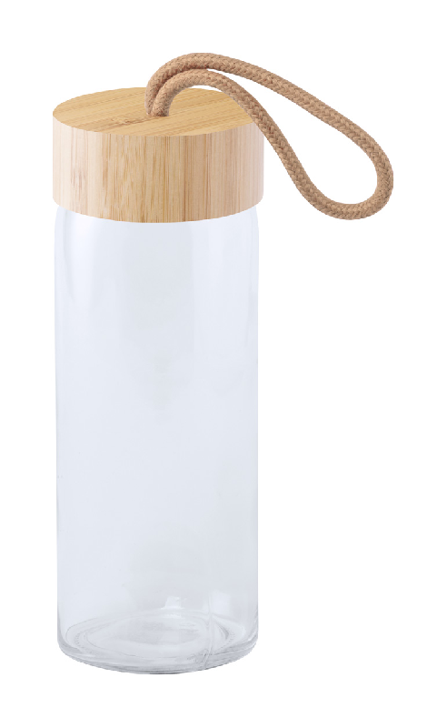 Gourde de sport en verre - 430 ml avec couvercle en bambou - Livrée en boîte cadeau_0