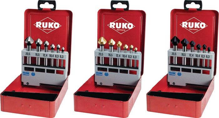 Kegelsenkersatz DIN 335 C - 90° - 6,3-20,5 mm HSS pour aluminium - 6 pièces en cassette métallique - RUKO_0