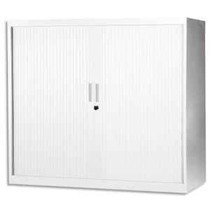 Mt international armoire basse métallique monobloc blanche - dimensions : l120 x h105 x p43 cm_0