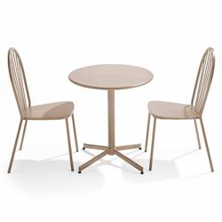 Oviala Business Ensemble table de terrasse inclinable et 2 chaises bistrot taupe - gris acier 111558_0