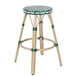 Oviala Business Tabouret haut de jardin en aluminium et rotin synthétique blanc, vert - vert aluminium 112611_0