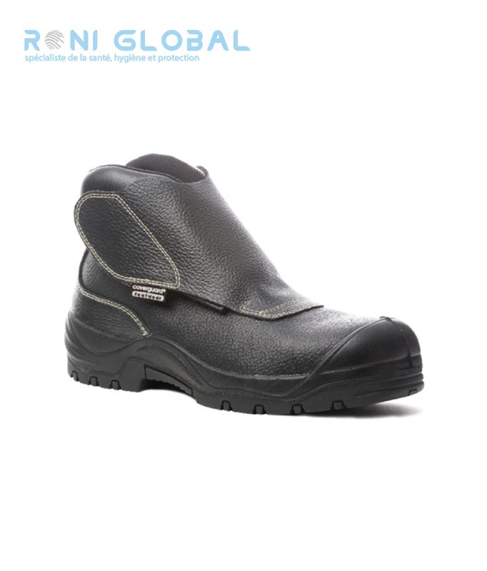 Chaussures montantes de sécurité en cuir noir S3 HRO SRA - QUADRUFITE COVERGUARD avec embout composite et semelle anti-perforation_0