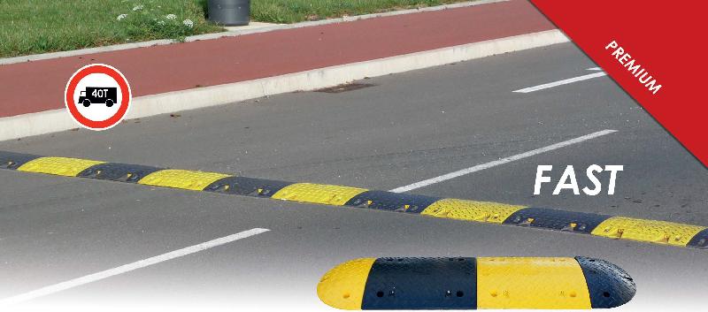 Embout De Ralentisseur Modulable FAST - Hauteur 70mm, Réduit à 15 Km/h, Résiste Jusqu'à 40T - Noir