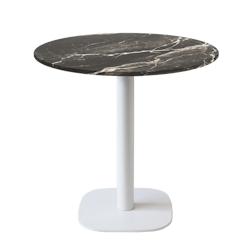 Restootab - Table Ø70cm - modèle Round pied blanc marbre royal - noir fonte 3760371519354_0