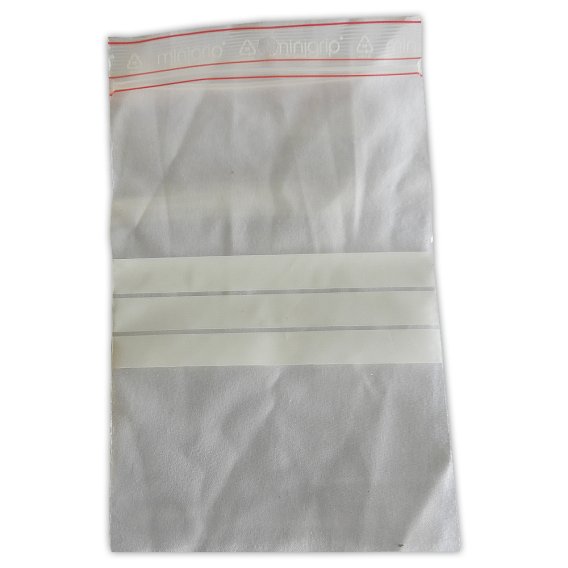 Sachet zip Mini Grip à bande blanches en polyéthylène PE - qualité alimentaire - liseré rouge - 15M20812_0