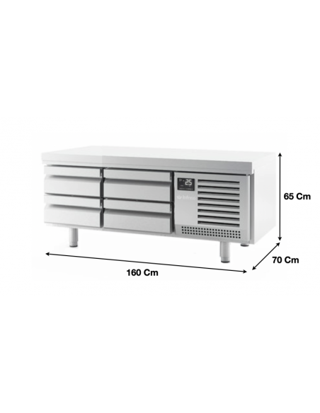 Soubassement réfrigéré positif 4 tiroirs Infrico - MSG1600 - GN1/1, inox AISI304, température -2°C à +8°C_0