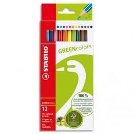 STABILO GREENCOLORS ETUI DE 12 CRAYONS DE COULEUR - BOIS CERTIFIÉ FSC ET FINITION VERNIS MAT