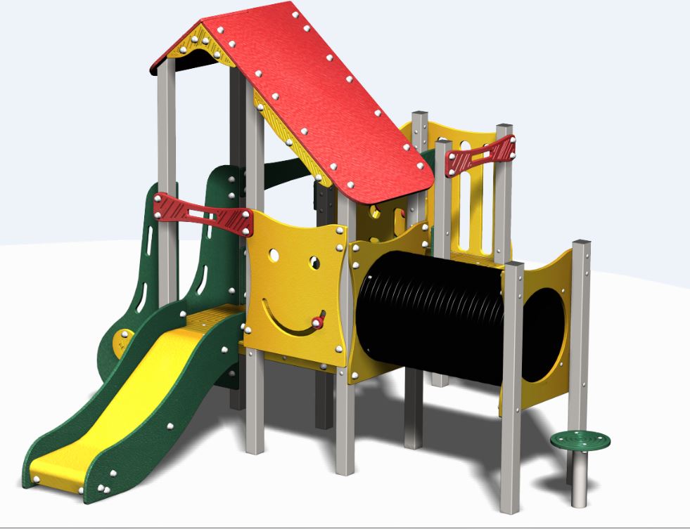 Structure de jeux combinées Neo 2 tours avec tunnel - NEO20602I - Créa Equipements - Pour enfants de 2 à 7 ans et jusqu'à 17 utilisateurs_0