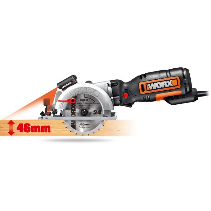 Scie circulaire compacte Worx WX427 - 710W - LaserGuide - Profondeur de coupe jusqu'à 46 mm - Poids 2.3 kg_0