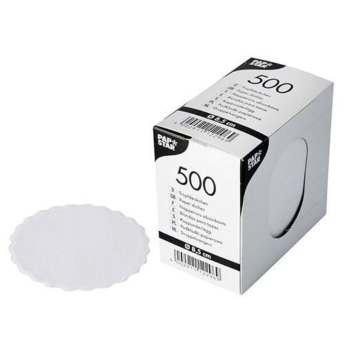 500 DESSOUS DE VERRE PAPSTAR RONDS, Ø 8,5 CM, BLANC