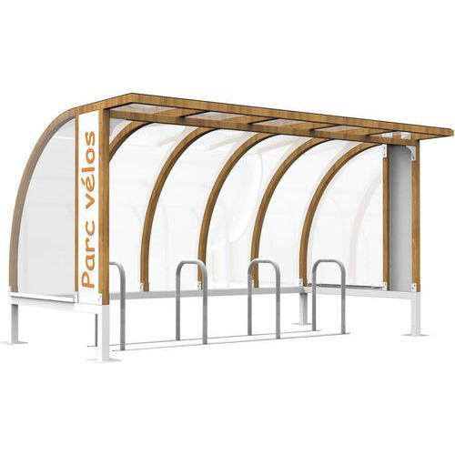 ABRI VÉLOS BOIS DE CENÉ 4 X 250 M BLANC + 1 SUPPORT - ABRI PLUS